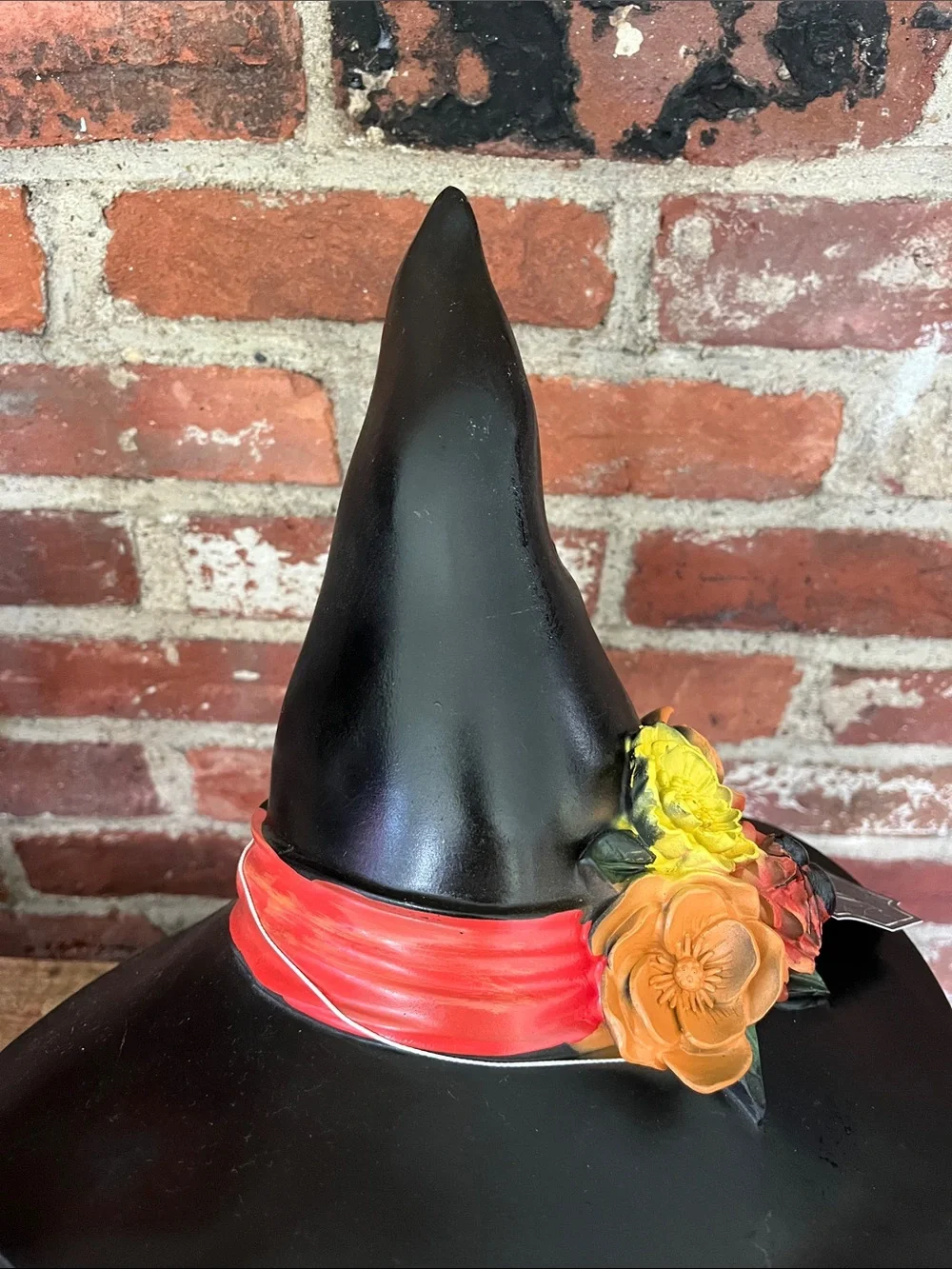 Bella Luxx Black Witch Hat with Yellow, Orange and Red Floral Accent